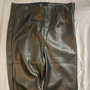 Zara Black Leather Boot Cut Pants